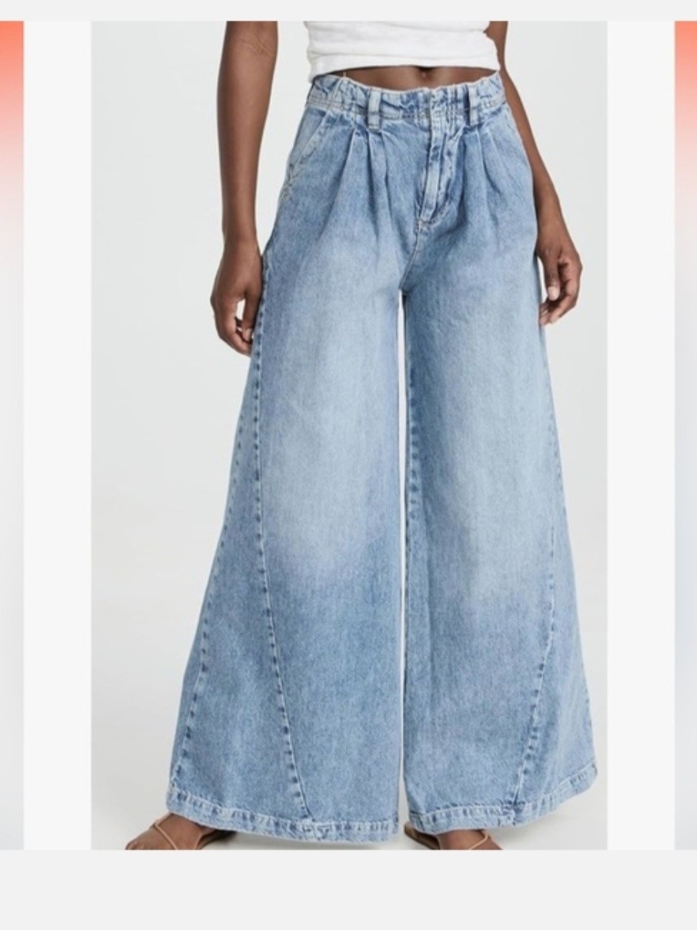 Free People We The Free Equinox Wide Leg High-Waist Light Blue Women's Jeans